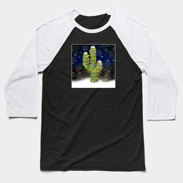 Holiday Cactus Baseball T-Shirt by juliabohemian